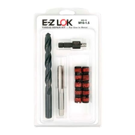 E-Z Lok Thread Repair Kit, Self Locking Thread Inserts, M10-1.5x9/16"-12, Steel EZ-650-10